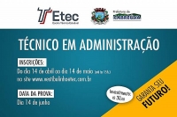 Inscrições para técnico em Administração vão até 14 de maio